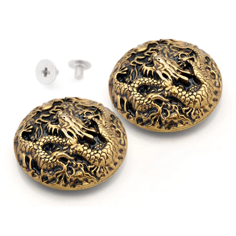 5Pcs Dragon Leather Decorative Buckle Conchos Button Leather Craft DIY Leather Goods Screw Back Leathercraft Accessories