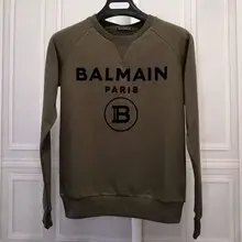 Balmain Long-sleeved Balmain Sweater Terry Raglan Sleeves Flocking Letters for Men and Women High Quality1：1 Round Neck Sweater