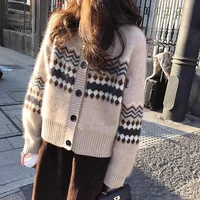 Autumn and Winter New Women's Knitted Crew Neck Long-sleeved Sweater Knitted Cardigan Single-breasted Casual Office Sweater Coat