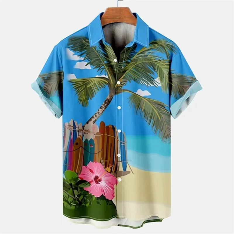 thumbnail image 1 of Camisas hawaianas de verano para hombre, camisas con estampado 3D para vacaciones en la playa, blusas casuales de manga corta para hombre, 1 of 4