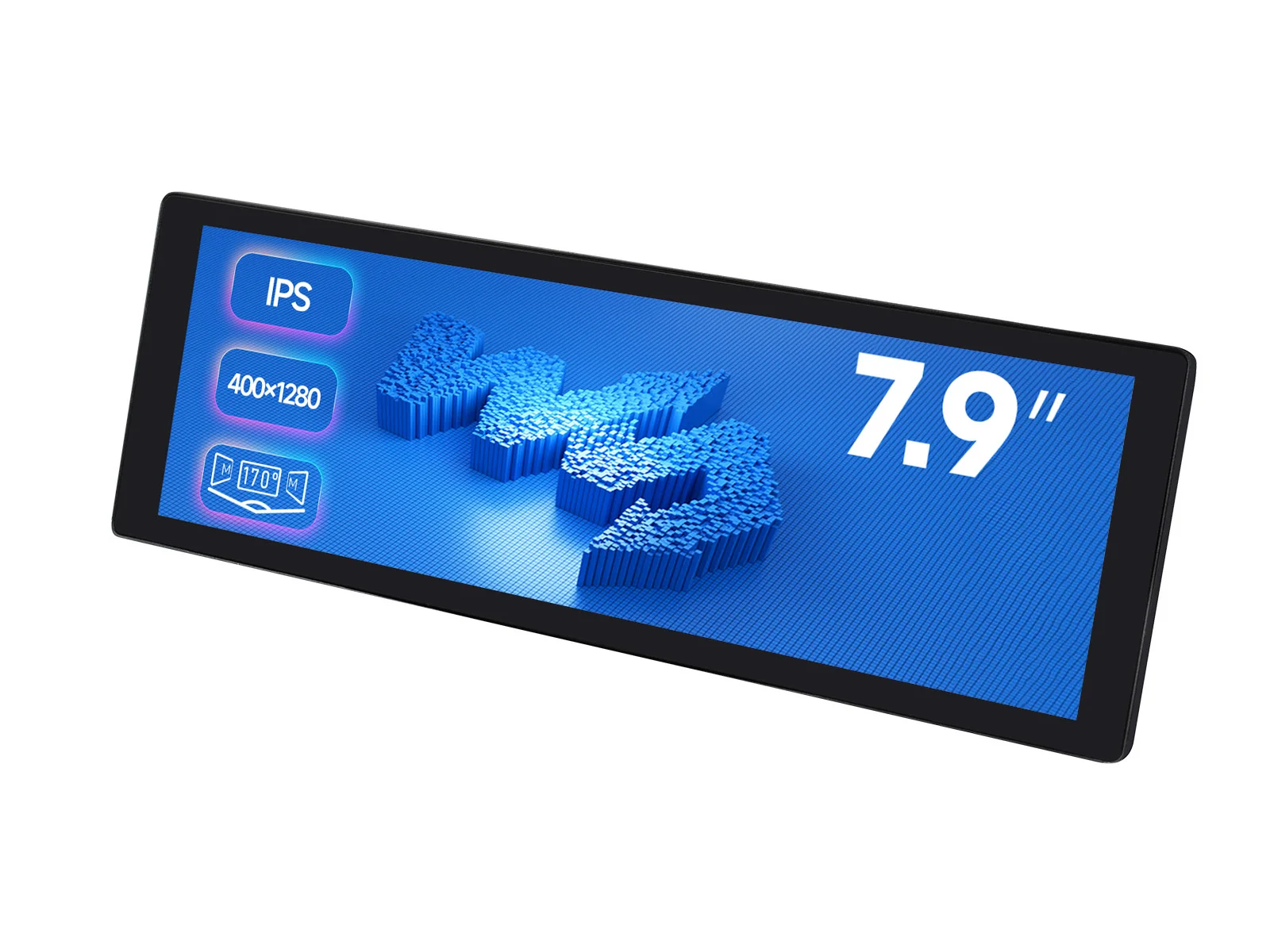 Waveshare Raspberry Pi LCD Display 7.9inch IPS Display, 400×1280 Pixel, Toughened Glass Panel, HDMI, Optional Touch Function