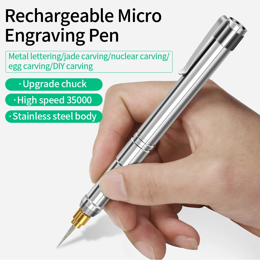 

Mini Electric Engraving Pen Rechargeable Battery Carving Grinder Tool Jade Polishing Wood Root Stone Grinding DIY Machine
