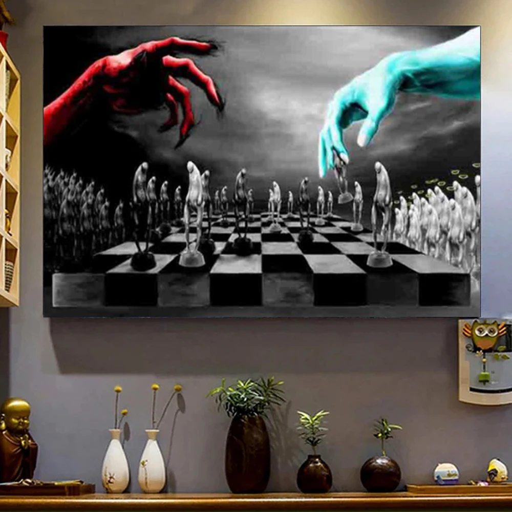 Senior jogando um jogo de xadrez sozinho cartazes para a parede • posters  branco, pensando, mesa