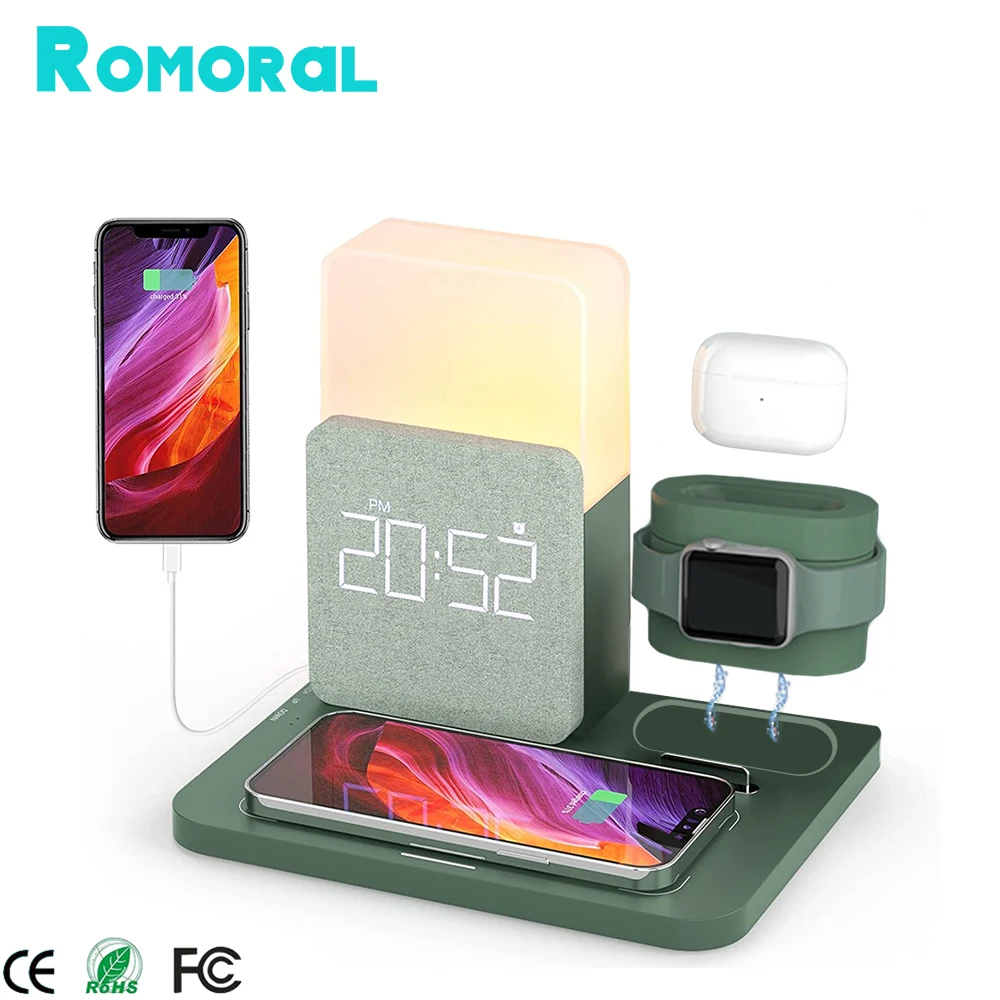 4 In 1 Wireless Charger With Alarm Clock For Iphone 12/13 Pro/13 Mini