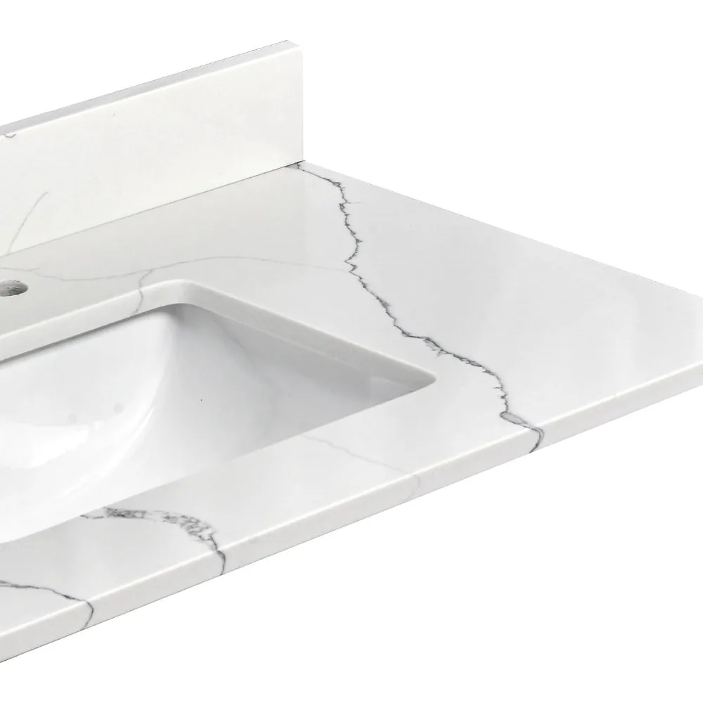 Bathroom Vanity Top with Undermount Rectangular Middle Sink and 4" Height Backsplash, Pre-Drilled 8 Inch Faucet Hole 5