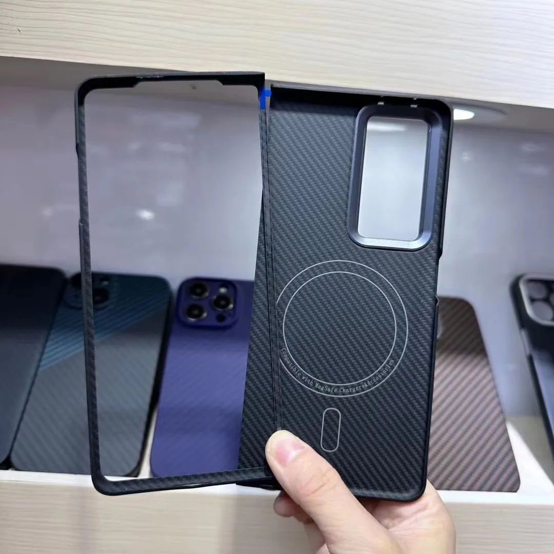 MagSafe Carbon Fiber Case For Honor Magic V2 Carbon Fiber Case Cover Aramid Fiber Shockproof Protection Cover Phone Accessories