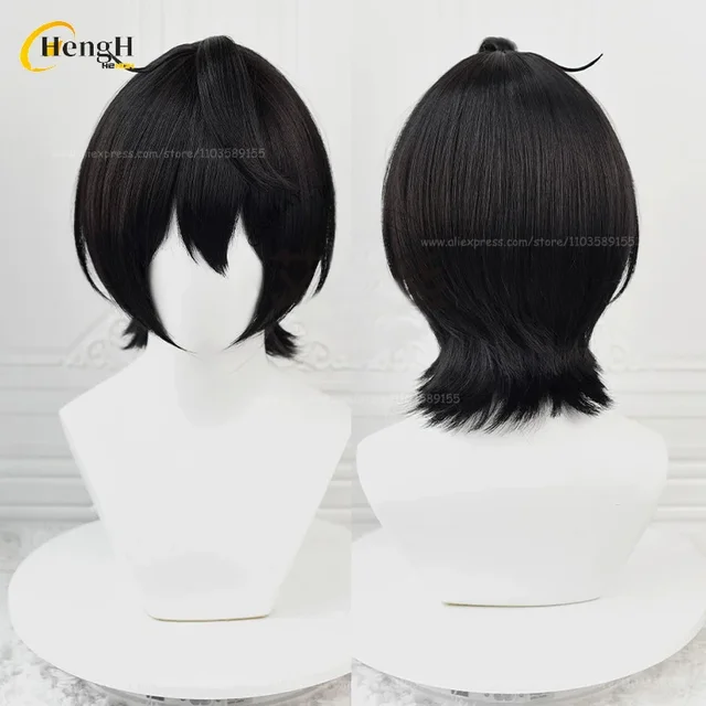 In Stock Game ES Sakuma Rei Sakuma Ritsu Synthetic Hair 30cm/45cm Black Wigs Heat Resistant Hair Halloween Cosplay Anime Wigs 5