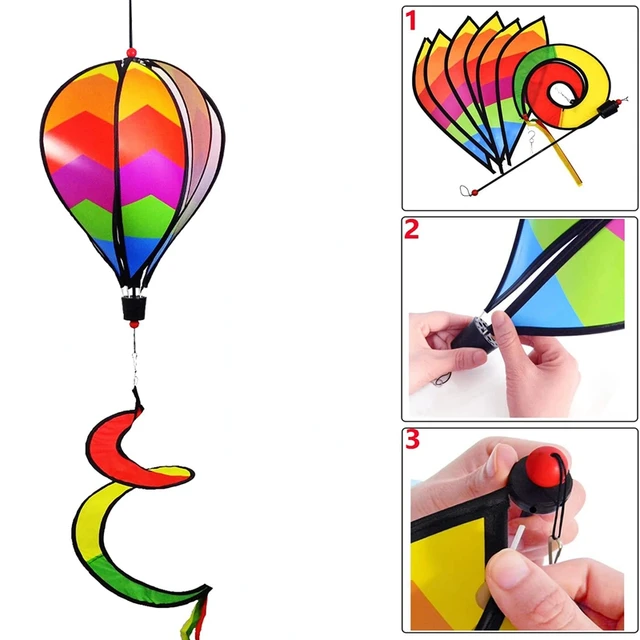 Egyedi Hőlégballon Szél Fonó Geometriai 3D -S Forgó Szélmalom Twister Lógó Szélfogók Színes Kerti Udvari Dekoráció - Image 3