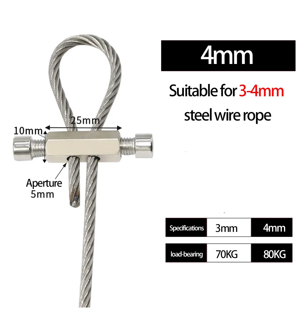 3/4/5/6 mm verstellbare Aufhängung, feste Stahldrahtseilklemme, robuster Kabelclip mit Schraubenschlüssel zum Verriegeln von Metallbefestigungen – Detail 1