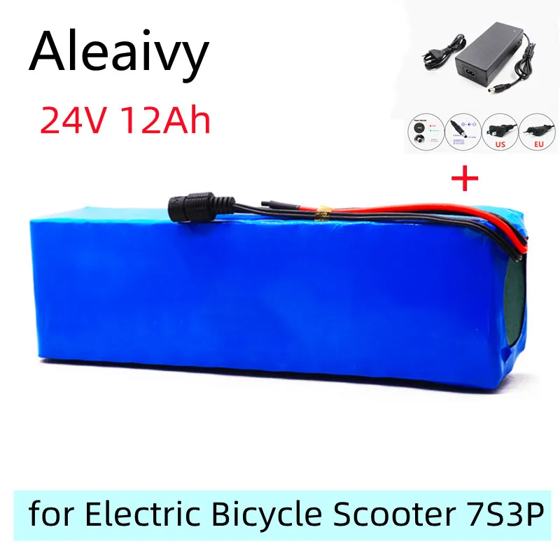 24V Battery 7S3P 29.4V 12Ah 18650 Li-Ion Battery Pack 15A  Balanced BMS for Electric Bicycle Scooter Power Wheelchair+2A Charger