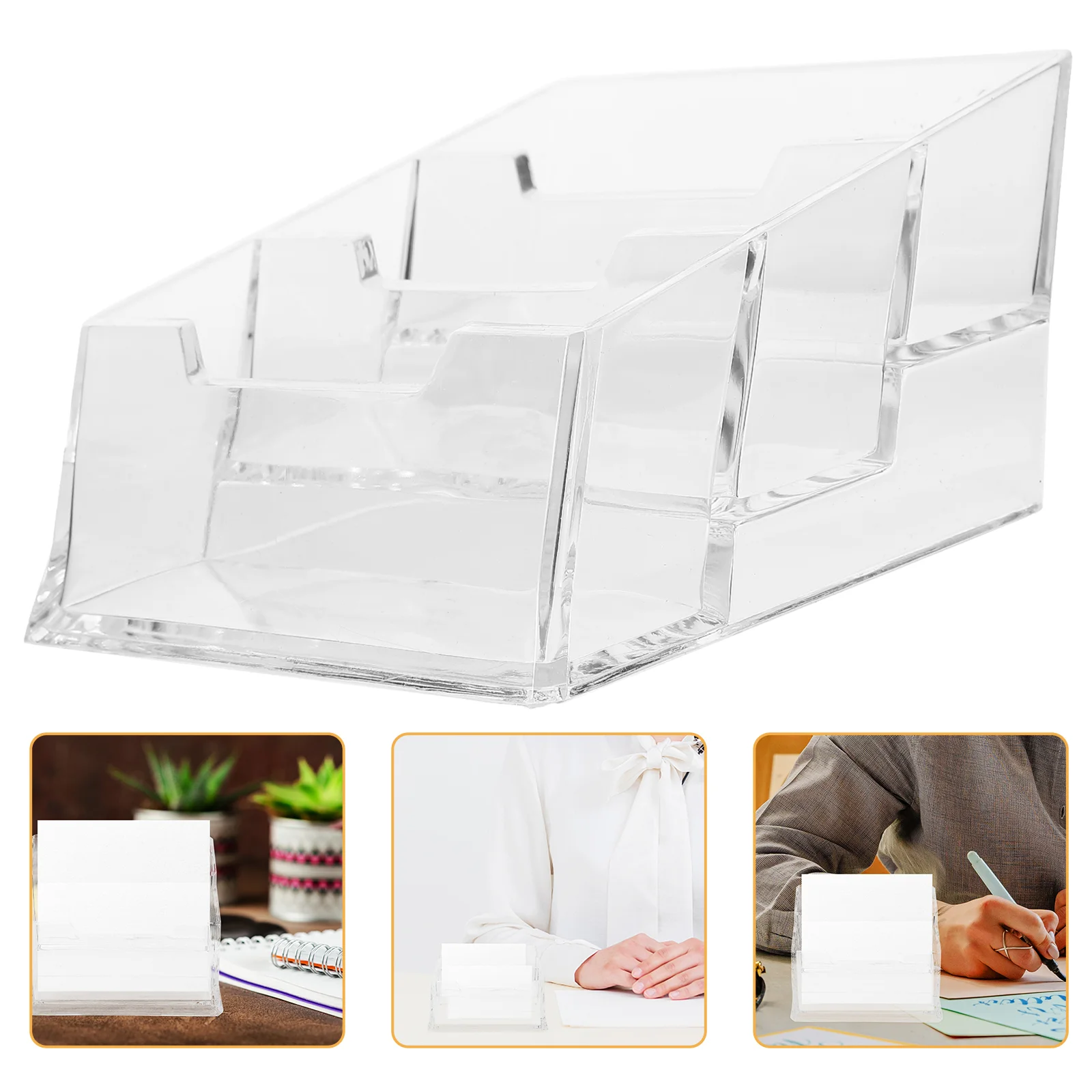 Transparent Business Card Case Display Cards Holder Rack Place Vertical Organizer for Desk