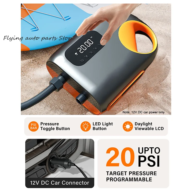 20PSI Intelligent SUP Pump Paddle Board Pump Quick Air Inflator, 12V DC Car Connector For Inflatable Stand Up Paddle Boards, Boats, Water Sports - View #12