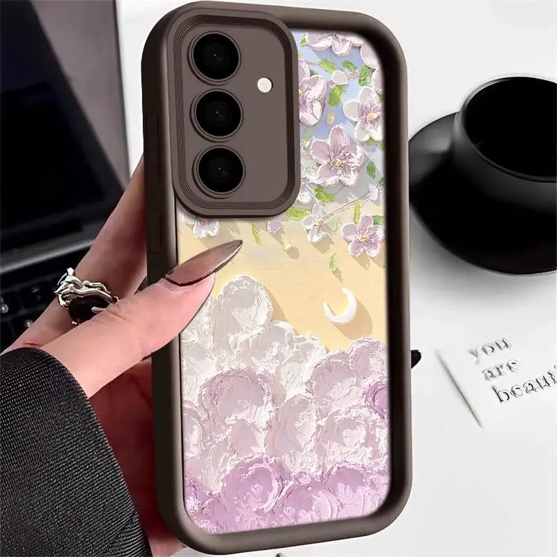 Charming Lotus Flower Oil Painting Silicone Phone Case