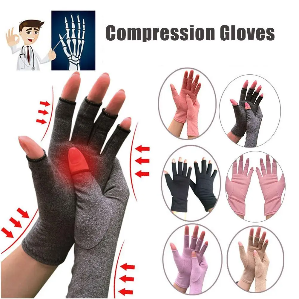 

1 Pair Arthritis Gloves Half Finger Gloves Anti Arthritis Therapy Compression Gloves And Ache Pain Joint Relief Winter Warm