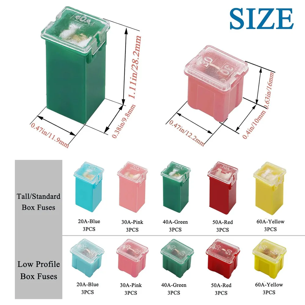 30-teiliges Jcase-Sortimentsset mit hohem/Standard- und niedrigem Profil für kastenförmige Sicherungen für Chevrolet, Ford, Nissan Pickup SUV und andere Sicherungen – Detail 3