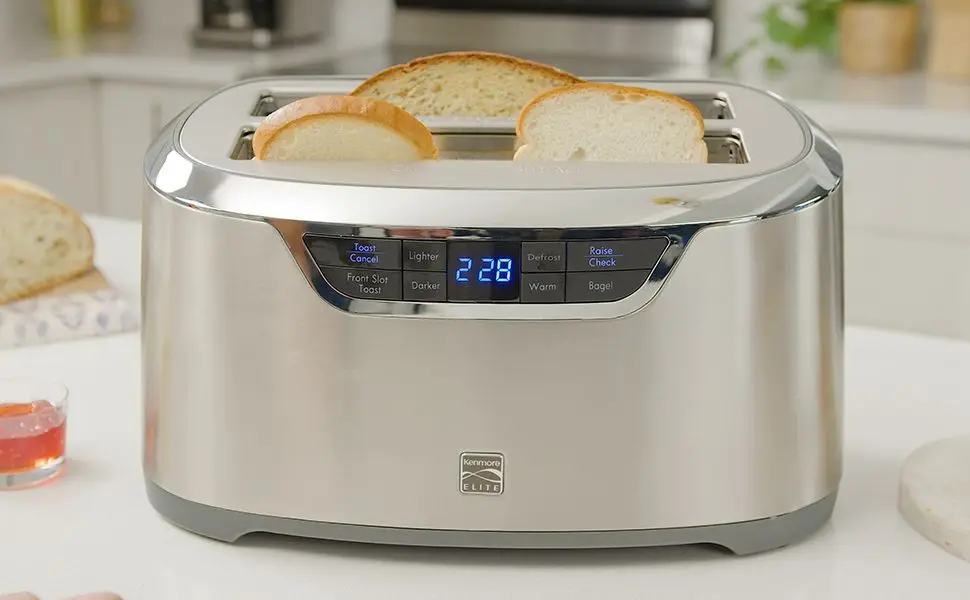 Description Picture 2 of itemElite Toaster 4 Slice Long Slot Auto-Lift Stainless Steel Adjustable Browning Defrost Digital Countdown Timer Retractable Cord T