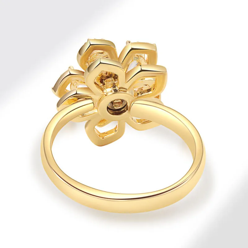Sunflower Crystal Anti Stress Anxiety Ring Fidget Spinner Rings Adjustable for Women Metal Sakura Rotating Rings crystal rings fidget rings metal rings fashion rings finger rings fashion ring