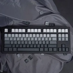 125-key Gray gradient front engraved  PBT DYE-Sublimation cherry profile mechanical keyboard keycap for 61/64/68/75/84/87/96/98