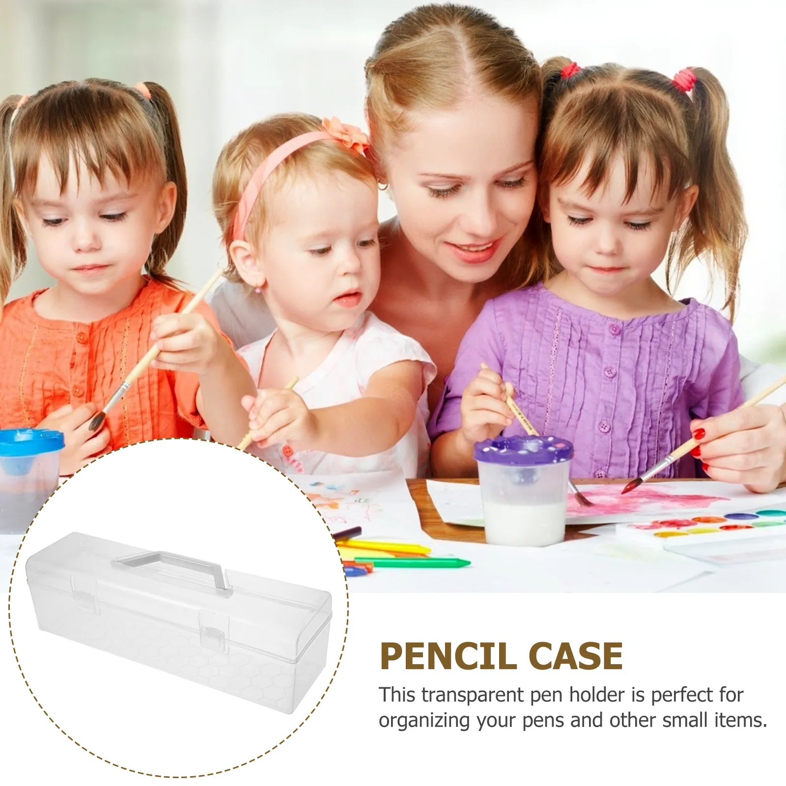 아티스트, 학생, 수채화 펜, 공예 도구, 학교 용품을 위한 편리한 손잡이와 안전한 뚜껑이 있는 투명한 고강도 보관함