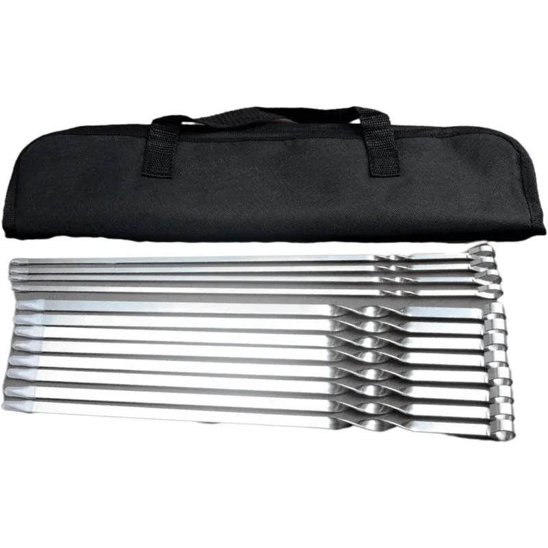 Stainless Set of 12 Steel Grilling Skewers Barbecue Skewers Meat Suitable for Grills Outdoor Cooking and Picnics Tool