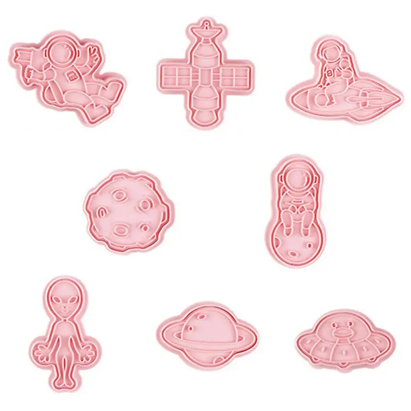 

Cartoon Space Astronaut Biscuit Mold 8Pcs Cookie Press Molds Pressable Kitchen Accessories Cookie Bakeware Tools