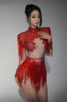 Birthday Party Nightclub Dj Stage Performance Costume Women Sparkly Rhinestone Sequin Tassel Stretch Bodysuits - Image 6