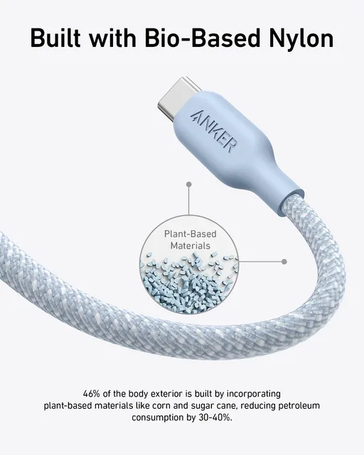 Anker USB C to USB C Cable (240W, 10ft), Bio-Braided USB C Charger Cable Fast Charge for iPhone 15/15 Pro, MacBook Pro 2020 - Hình ảnh 6