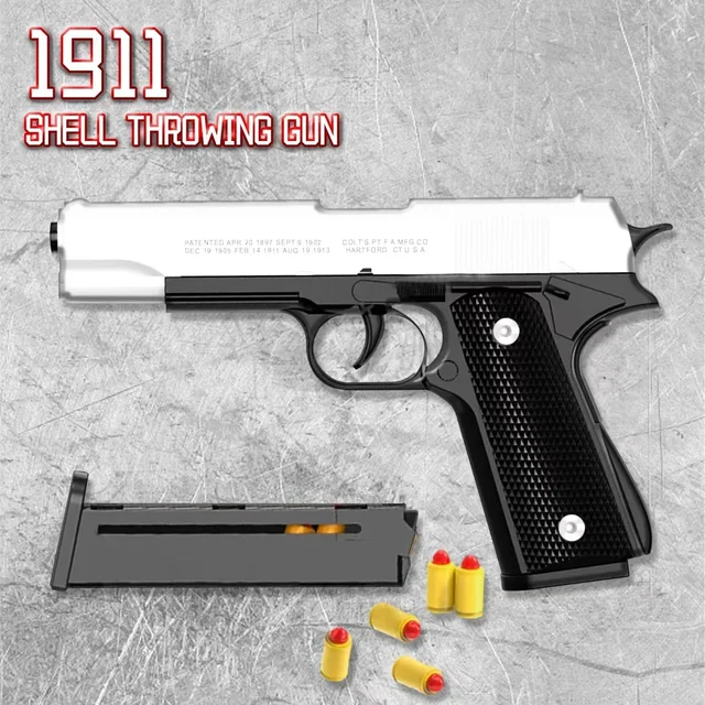 Black Automatic Colt 1911 Automatic Shell Soft Bullet Toy Gun Air Gun CS Shooting Weapon Boy Toy (continuous Firing)  gift 5