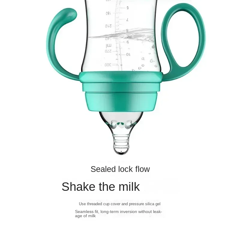 Baby Silicone Feeding Bottles Infant Drop-proof Milk Bottle with Straw Child Anti-hot Handle Drinking Bottle Baby Milk Feeding