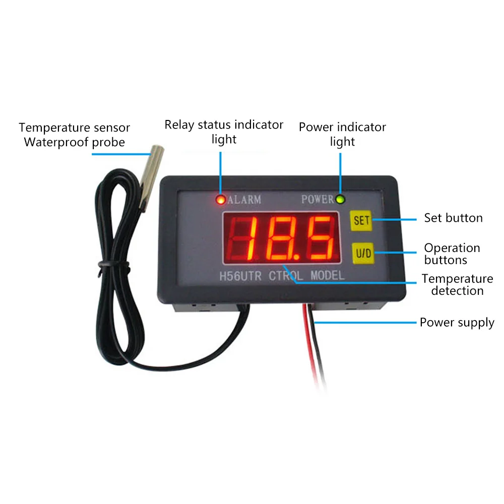 

12V 24V 220V Adjustable Digital Thermostat Regulator Heating Cooling Control Thermoregulator -40℃ to 300℃ Temperature Controller