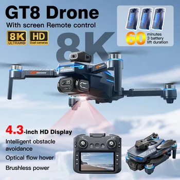 Drone GT8 Originale con Doppia Fotocamera 8K Professionale, GPS, FPV, Motore Brushless, Flusso Ottico, Hovering, Quadricottero Pieghevole RC, Giocattolo