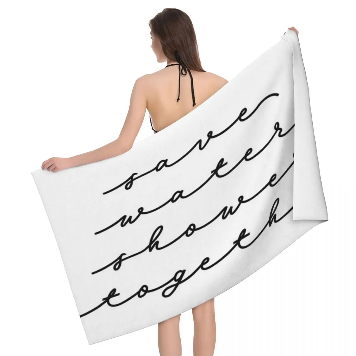 

Save Water Shower Together 80x130cm Bath Towel Soft For Pool Souvenir Gift