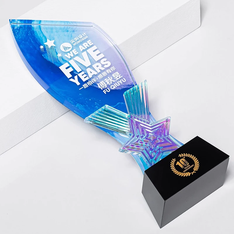 Customized Creative High-end Crystal Trophy, Competition Award Annual Meeting Souvenir, Home Decor, Outstanding Staff Medal, 1Pc