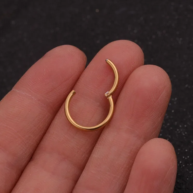 Hoop Earrings Piercing Jewelry 1PC Stainless Steel Simple Classic Round Circle Hoop Earrings For Women Men Punk Smooth 6-16mm Huggie Earring