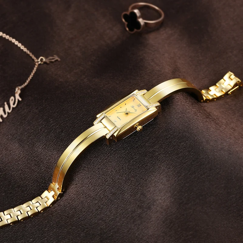 ساعة ذهبية للنساء ماركة فاخرة موضة ساحة الماس المي...