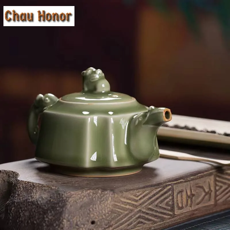 200ml Boutique Longquan Celadon Yue Kiln Antique Teapot Handmade Household Kungfu Teaset Tea Ceremony Accessories Drinkware Gift