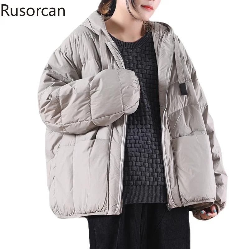 

Korean Version Drawstring Hooded 90 White Duck Down High-quality Short Down Jacket 2023 Loose Winter New Commuting Versatile Top