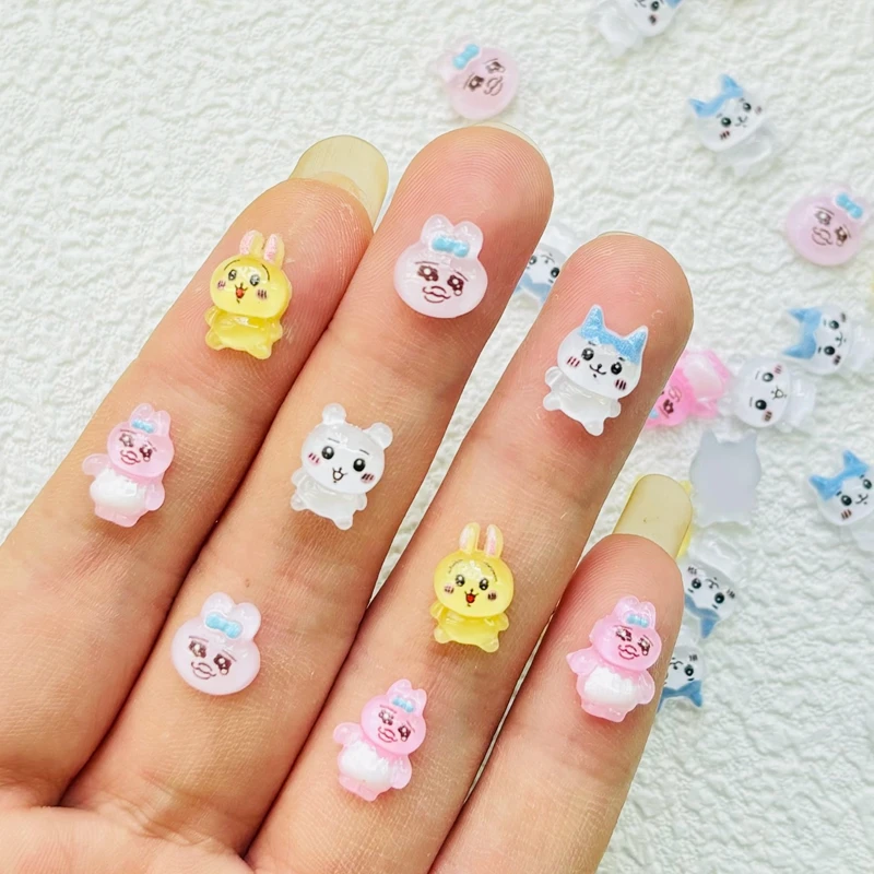 50 Pcs Resin Crafts Accessories Resin Ornaments Resin Crafts Miniature Figurines Ornament Crafts Cute Resin Mini Cartoon Sadness Rabbit Dog Series Flat Back Manicure Parts Embellishments For Hair Bows