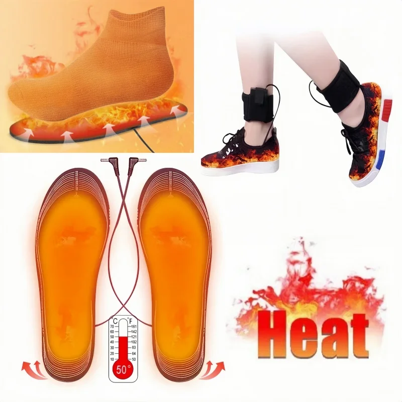 1Pair USB Powered Heating Insole Winter Outdoors Foot Warming Shoe Pad Comfortable Keeping Warm Washable Mat Shoe Accessories