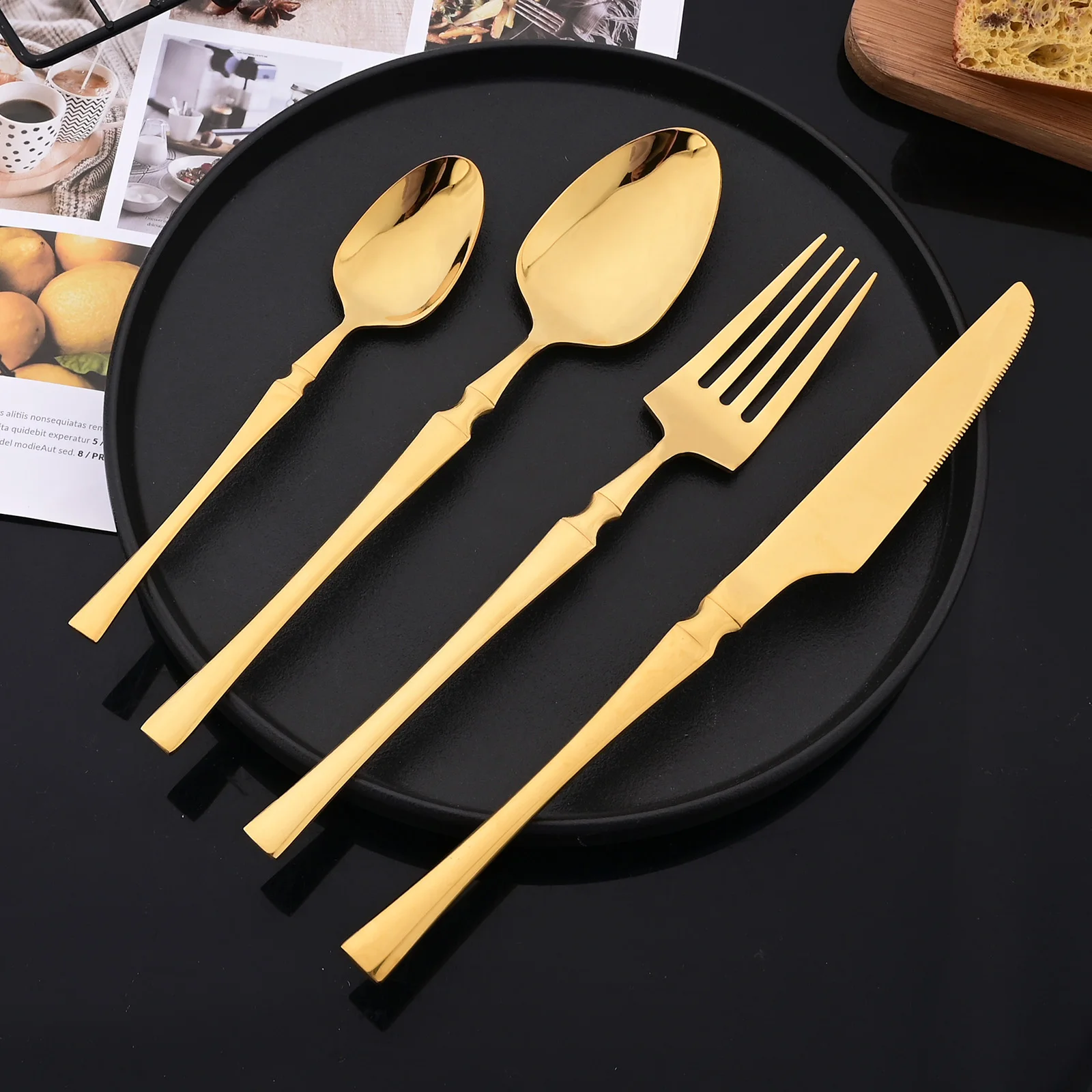 

20Pcs Luxury Mirror Gold Dinnerware Cutlery Set Stainless Steel Tableware Set Home Dinner Knife Fork Spoon Flatware Silverware