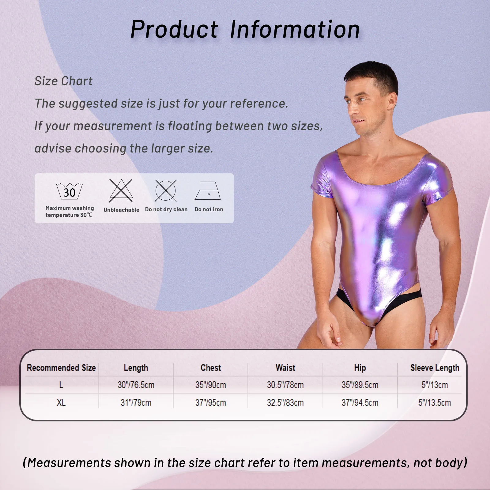 Men Shiny Patent Leather Bodysuit Short Sleeve One-piece Leotard Dancewear Swimwear