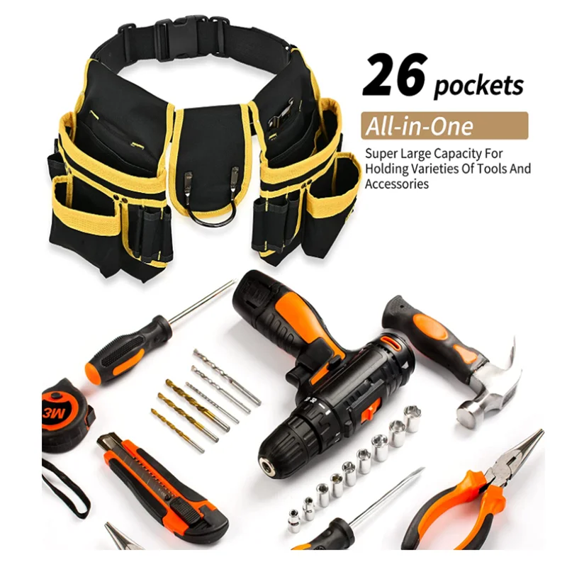 Tool waist magnetic pocket tool strap adjustable tool waist bag multifunctional maintenance bag