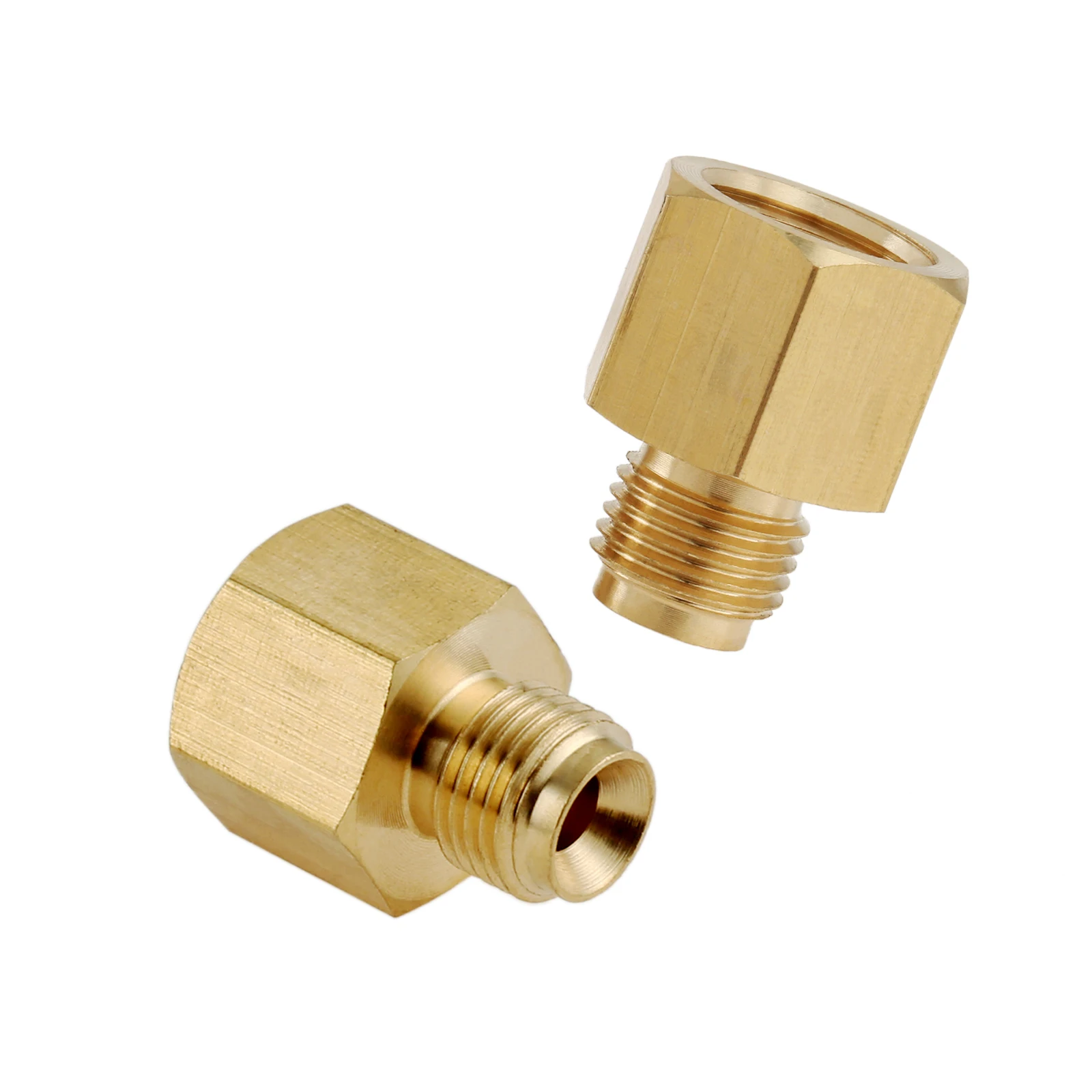2pcs RV Propane Hose Adapter 1/4" Female Pipe NPT x 1/4" Inverted Male Flare（7/16-24UNF）for Propane Lines