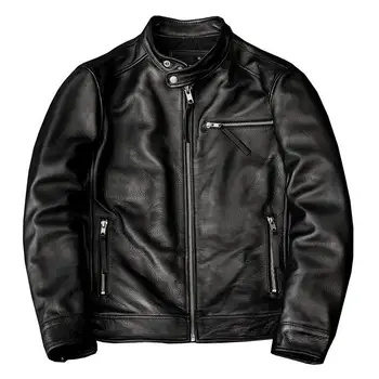 Shanlidadi Spring New Casual Versatile Jacket Men's Fashion Stand-up Collar Leather Jackets Youth 1