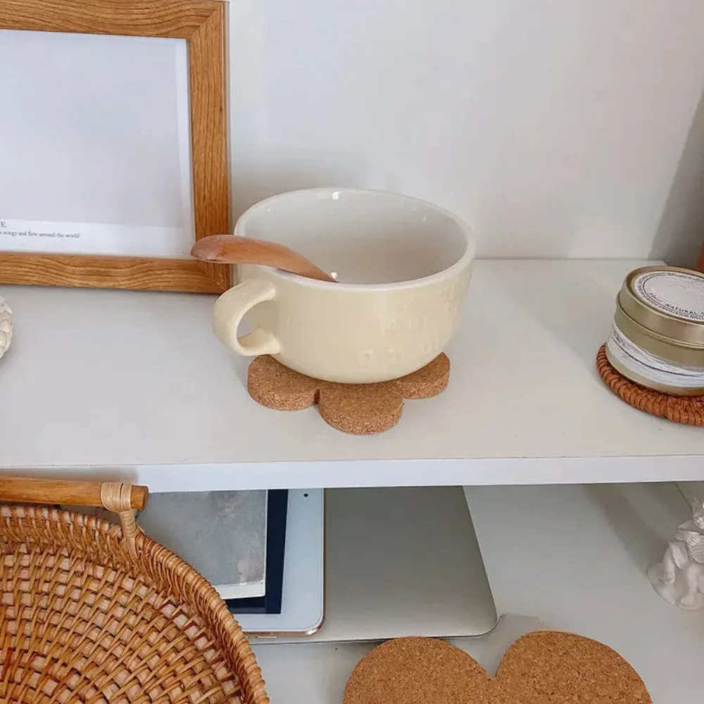 1PC Absorbent Reusable Cork Coaster Cute Flower Shape Drink Mat for Coffee Tea Cup