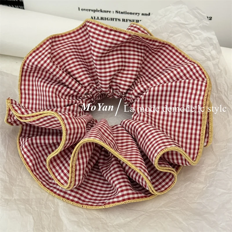 Women's Large Four-Layer Plaid Hair Scrunchie Accessory