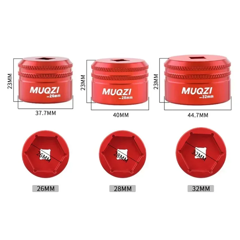 Outil Pour Douille De Suspension De Fourche VTT 32mm En Aluminium CNC - Compatible Fourches Fox 36/38/40, Entraînement 3/8" (rouge)