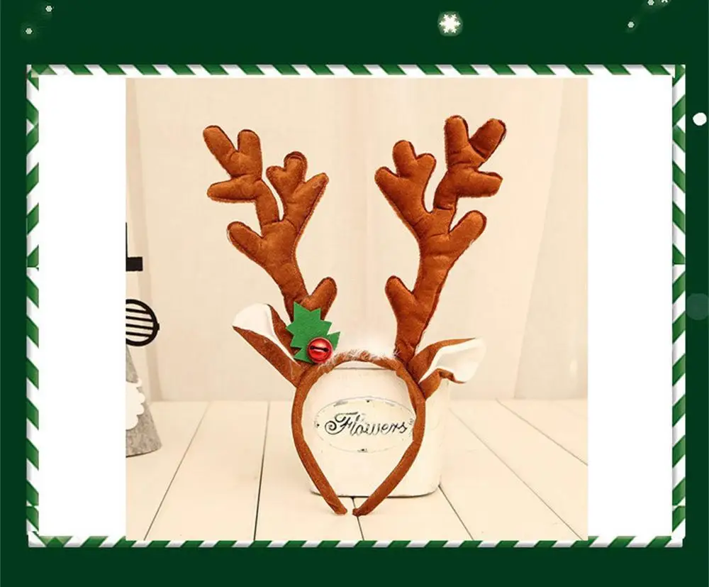 Description Picture 2 of itemChristmas Reindeer Antlers Headband Elk Antlers Ears Head Hoop With Red Bell Christmas Party Hair Accessories Navidad 2025