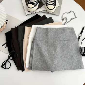 Xpqbb Summer High Waist Skirt Women Sexy Skinny Side Split Package Hip Skirts Woman Fashion Wild Anti-glare Shorts Mini Skirt 1
