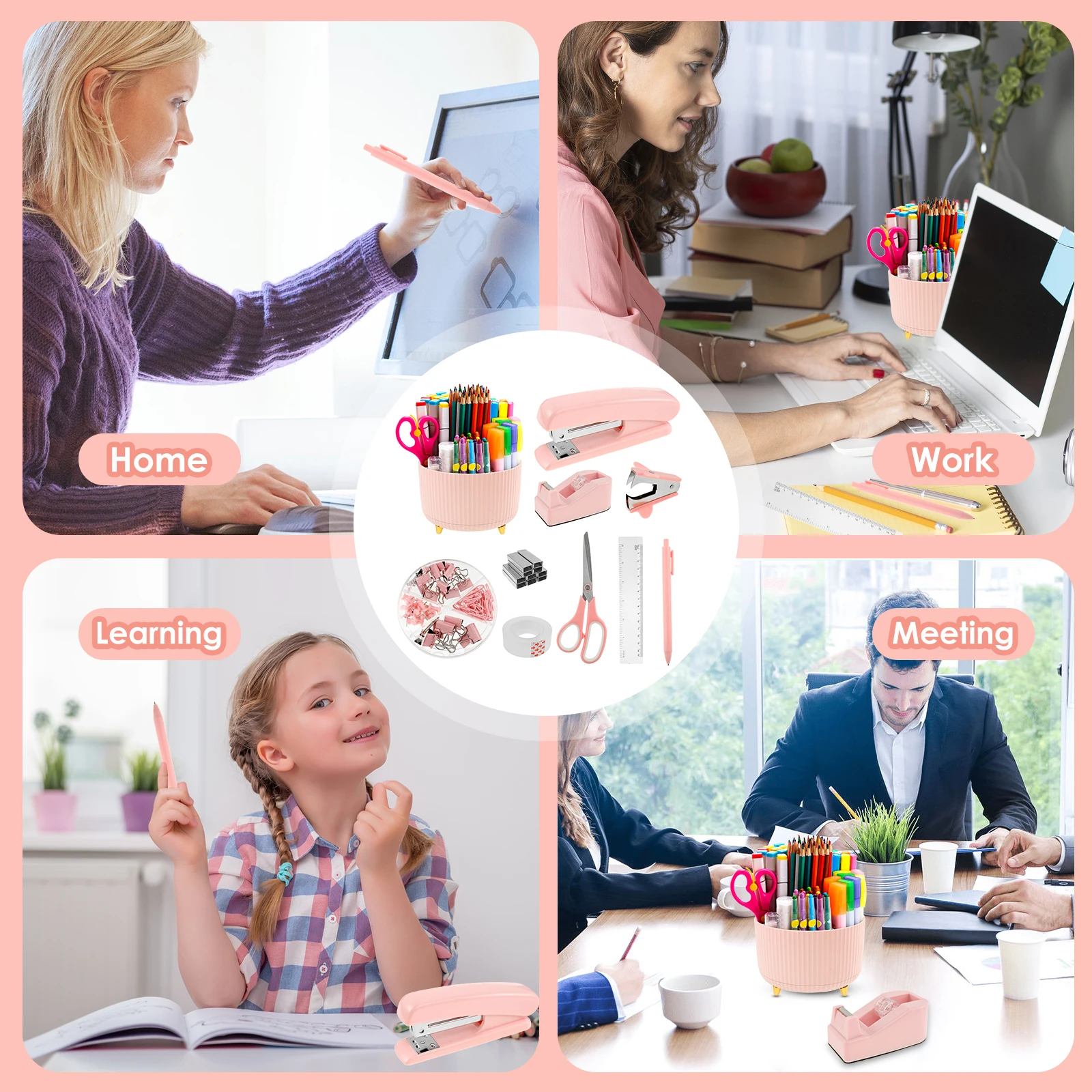 Office Supply Set Convenient Stapler and Tape Dispenser Set Cute Office Supplies Reliable Desk Accessories Practical